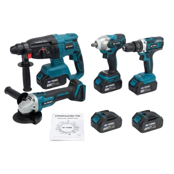 BI-TANG 4-dielna súprava akumulátorového náradia – s 2 ks 88Vf batériami BIT-0444