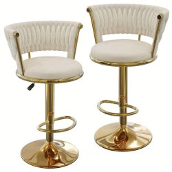   2 ks luxusné barové stoličky so zlatou kovovou konštrukciou BJ2741174