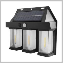   Vonkajšie solárne nástenné svietidlo s pohybovým senzorom – 3 LED (BK-618-3)