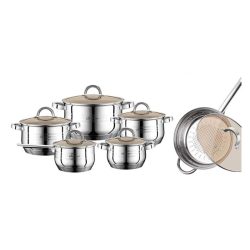   Bachmayer BM-1205 – 12-dielna súprava hrncov z nehrdzavejúcej ocele so sklenenými pokrievkami