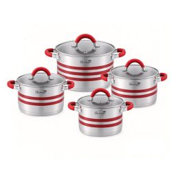   Súprava hrncov Bachmayer 8 dielna so silikónovými rukoväťami BM-4010