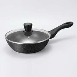   Bachmayer Home Granite Line hlboká panvica s pokrievkou 24 cm, čierna BM-7749-24