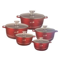   Bachmayer BM-8822 – 10-dielna prémiová súprava hrncov s granitovým povrchom (červená)