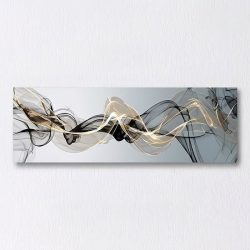   Moderný abstraktný čierno-zlatý vlnový plátno na stenu 60 × 180 cm BQ37651