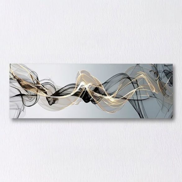 Moderný abstraktný čierno-zlatý vlnový plátno na stenu 60 × 180 cm BQ37651