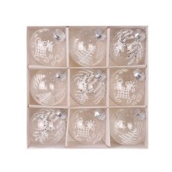 9-dielna sada bielych vianočných guľôčok – 8 cm BSN42