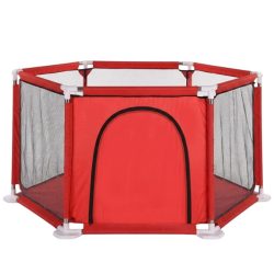   6-uholný detský ohrádka so sieťovými bočnicami červená BW-003