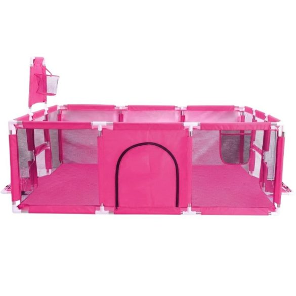 Obdĺžniková detská ohrádka so sieťovanými bočnicami, ružová BW-005