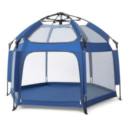   Skladací detský hrací stan so sieťovými bočnými stenami, modrý BW-006