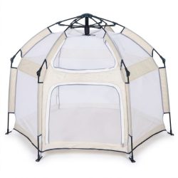   Skladací detský hrací stan so sieťovými bočnými stenami béžový BW-007