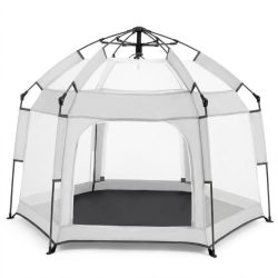   Skladací detský hrací stan so sieťovými bočnými stenami, biely BW-008