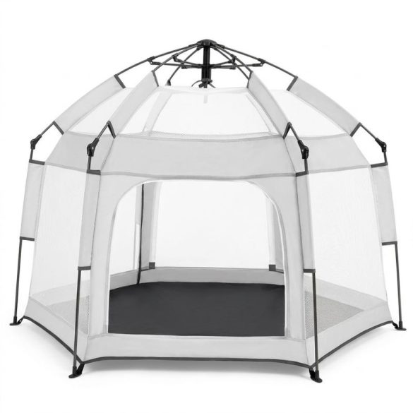 Skladací detský hrací stan so sieťovými bočnými stenami, biely BW-008