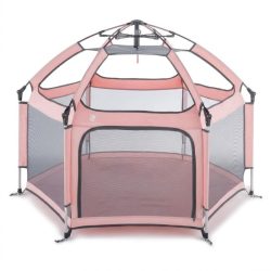  Skladací detský hrací stan so sieťovými bočnými stenami, ružový BW-009
