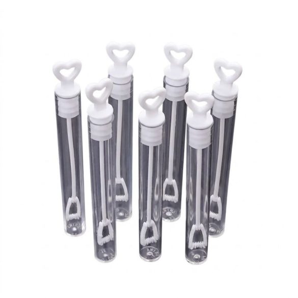 20-dielna sada mini svadobných bubliniek v tvare srdca – Snehobiela BW3009219