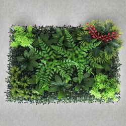   Umelá rastlinná stena s červenými kvetmi, panel 60 x 40 cm BX2378584-P