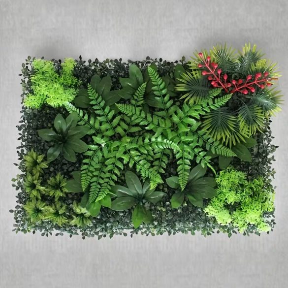 Umelá rastlinná stena s červenými kvetmi, panel 60 x 40 cm BX2378584-P