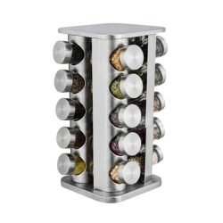   Otočný stojan na koreniny z nehrdzavejúcej ocele s 20 pohármi C-20