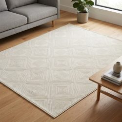 Koberec Tweety s moderným vzorom  bielo-krémový C3731A