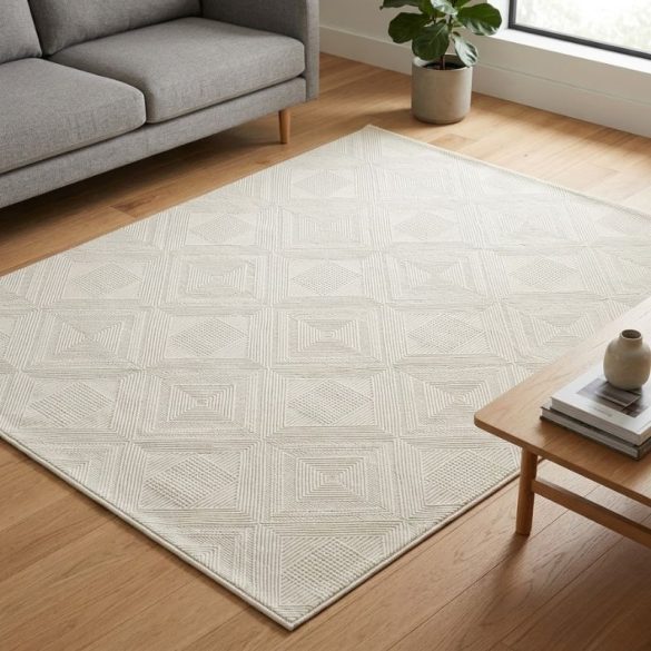 Koberec Tweety s moderným vzorom  bielo-krémový C3731A
