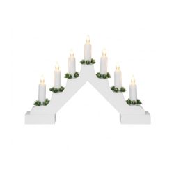   Vianočný biely sviečkový mostík LED dekorácia do okna (7 sviečok, teplá biela) CB-07
