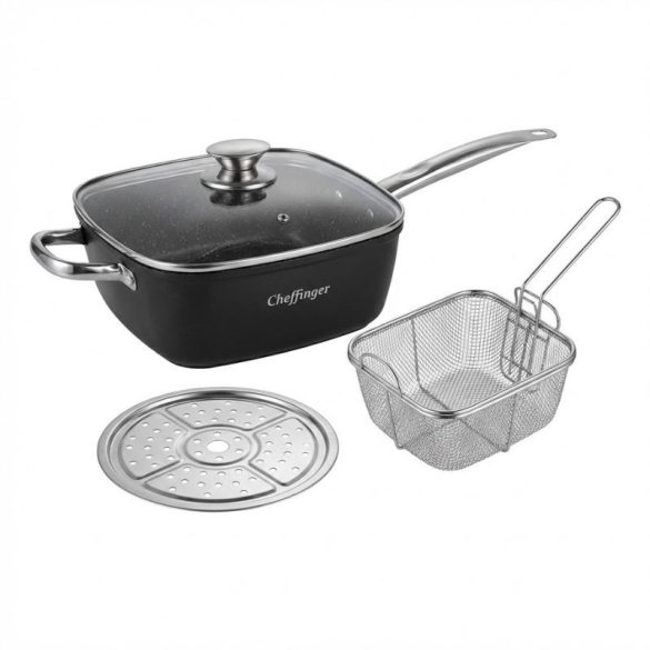 Cheffinger Home 4-dielna sada hlbokých panvíc s mramorovým povrchom – 24 cm
