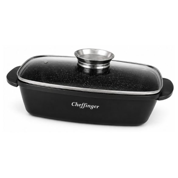 Cheffinger 32 cm pekáča s mramorovým povrchom a skleneným vekom CF-RO32