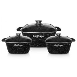   Cheffinger 6-dielna sada štvorcových panvíc s mramorovým povrchom CF-SQC01