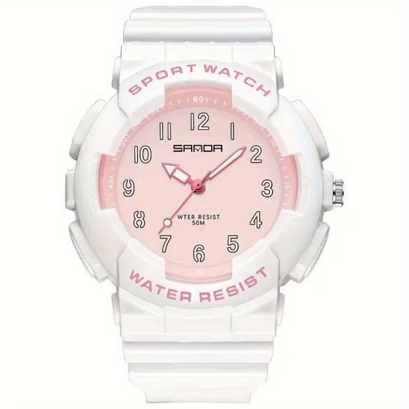Módne dámske športové hodinky v bielo-ružovej farbe CF68603