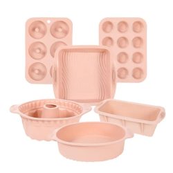   6-dielna sada silikónových foriem na pečenie – ružová CG08919-2
