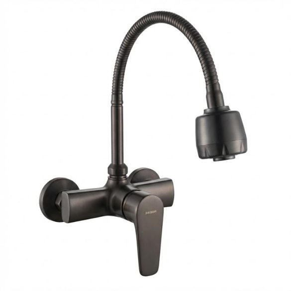 Nástenná flexibilná kuchynská batéria Zegor – matná bronzová/antracitová CS24