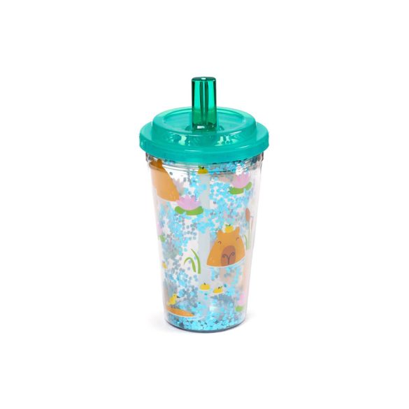 Detský trblietavý pohár so slamkou CUP81