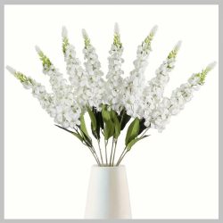   7 kusov elegantných umelých muškátov a hyacintov – biele DB1252141