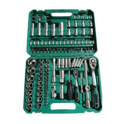   Sada nástrčných kľúčov a bitov s račňovou rukoväťou – 108-dielna sada náradia DKK-RH108