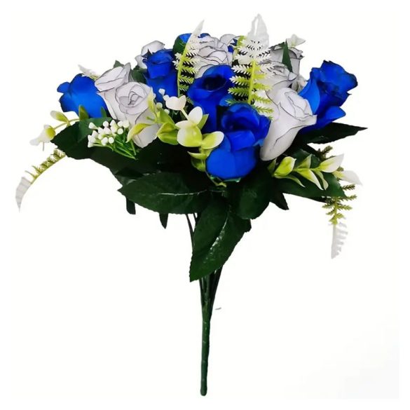 Umelá kytica modro biele ruže DL1319690