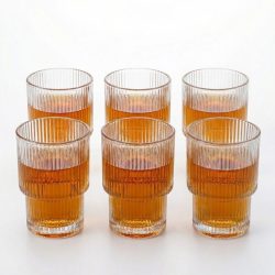 6-dielna sada pohárov s ryhovaným dizajnom DM334-3