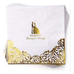   100 ks Elegantné svadobné papierové servítky so zlatým fóliovým vzorom DQ1771119