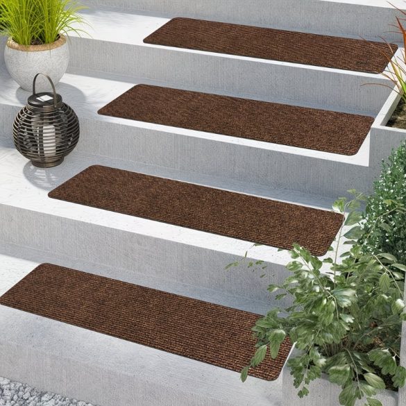 Vonkajší protisklzový schodový koberec – hnedý 4DB DQ2289165-B4
