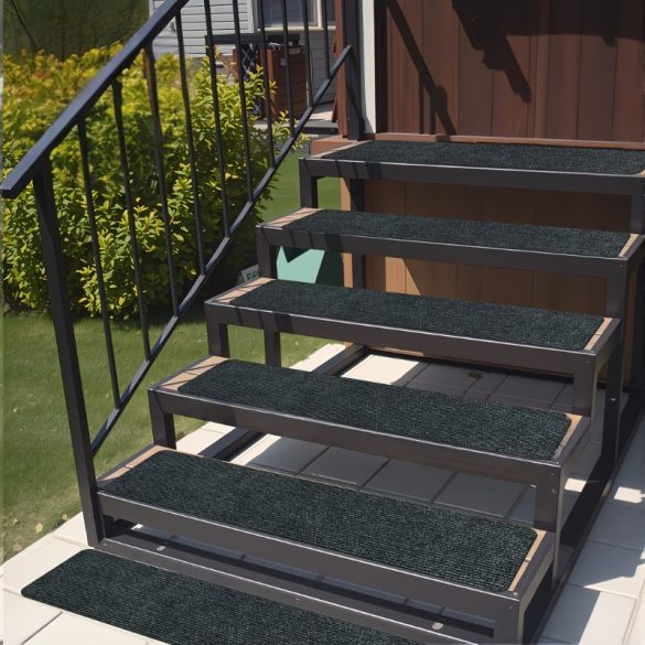 Vonkajší protisklzový schodový koberec – čierny 6DB DQ2289165-F6