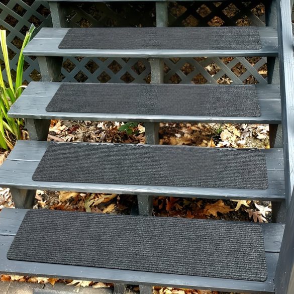 Vonkajší protisklzový schodový koberec – tmavošedý 8DB DQ2289165-S8