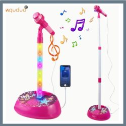   DR654320 Detský karaoke mikrofón so stojanom – 111 cm, svetelnými efektmi a pripojením na telefón