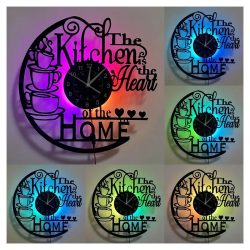   Vintage kuchynské nástenné hodiny s LED podsvietením s farebným prechodom DR85535-3