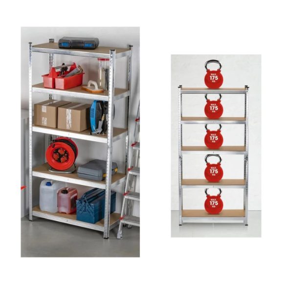 EasyMaxx Heavy Duty Police s 5 drevenými policami DS11768-L