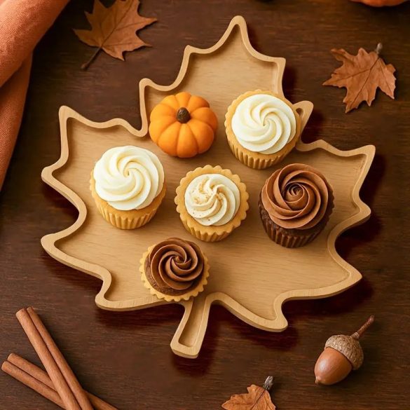 Drevený podnos v tvare javorového listu 27 x 28 cm DX5139249