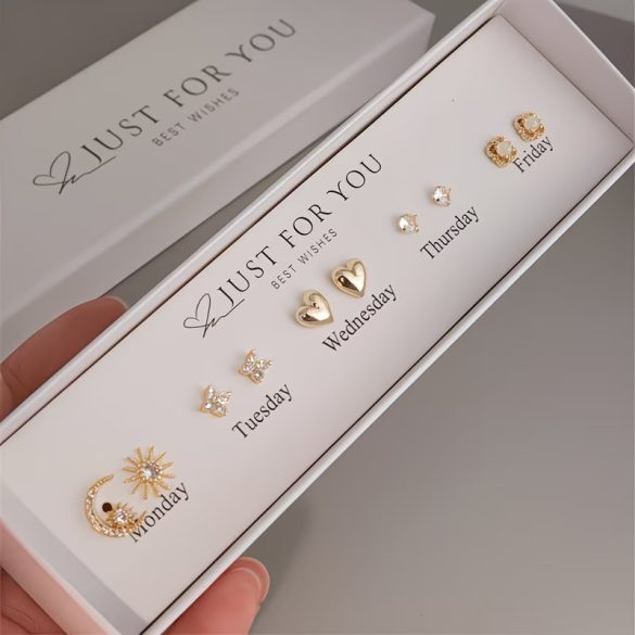 Sada 7 párov náušníc v darčekovej krabičke – na každý deň v týždni DX704322