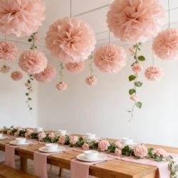 21 ks papierové kvety guľa ružová EC12402495