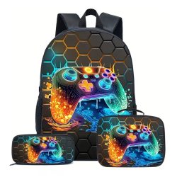   3-dielna sada tašiek Neon Gamer – batoh, taška na obed a puzdro na ceruzky EF2220153