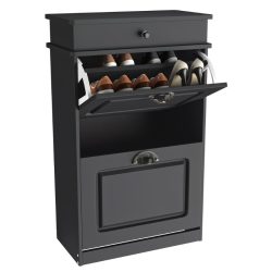   2-dverová skriňa na topánky s výklopnými dverami – čierna, 82 × 52 × 23 cm EF7179040