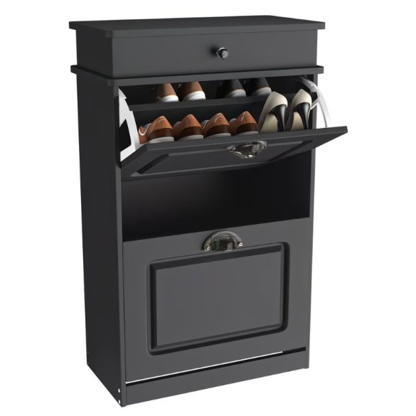 2-dverová skriňa na topánky s výklopnými dverami – čierna, 82 × 52 × 23 cm EF7179040