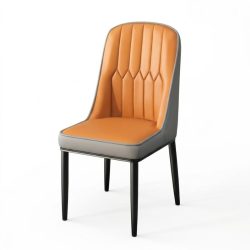   Elegantná dvojfarebná moderná jedálenská stolička – oranžová a sivá EKS-01