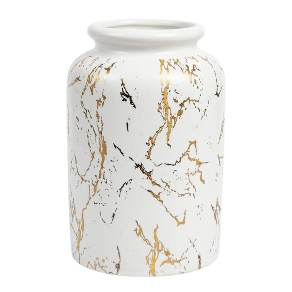 Elegantná keramická váza s bielo-zlatým mramorovým vzorom EKV1